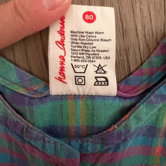 Vintage Hanna Andersson: Plaid Cotton Dress & Bloomers Set: Size 80cm 18-24m - Picture 9 of 11